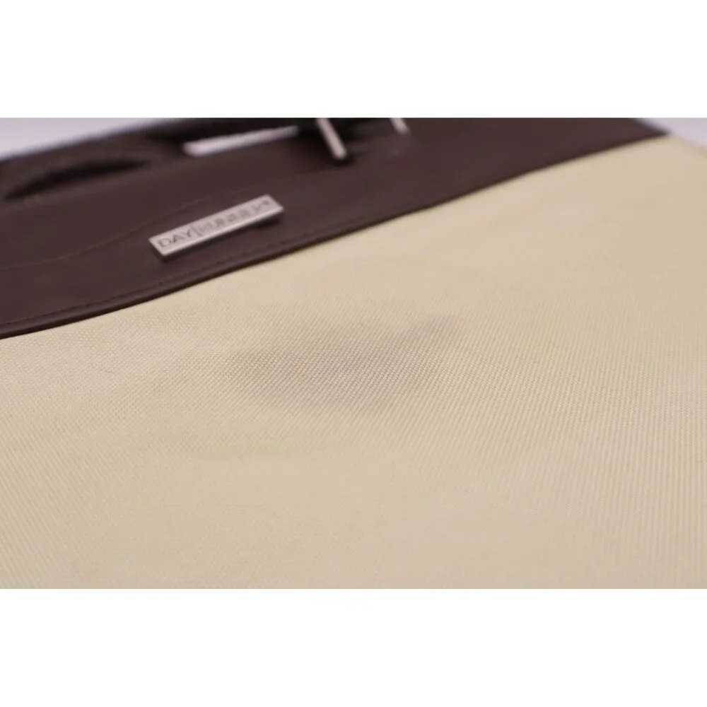 Day Runner Briefcase Planner Organizer Leather Canvas Zipper Handle Brown Green - Picture 4 of 14